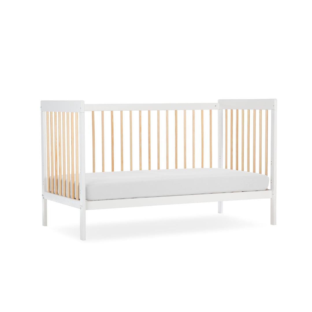 CuddleCo Nola 3 Piece Set Changer, Cot Bed + Clothes Rail - White/Natural - For Your Little One