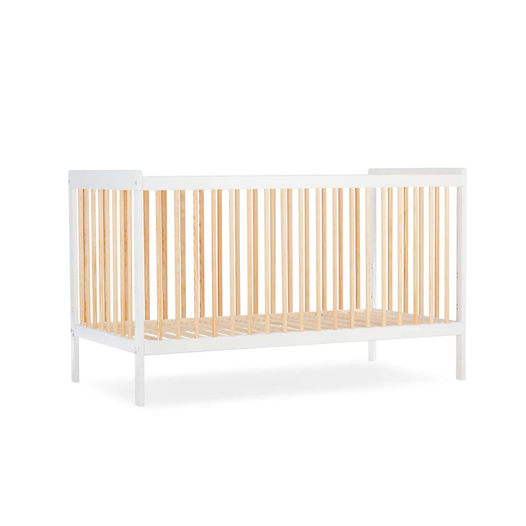 CuddleCo Nola 3 Piece Set Changer, Cot Bed + Clothes Rail - White/Natural - For Your Little One