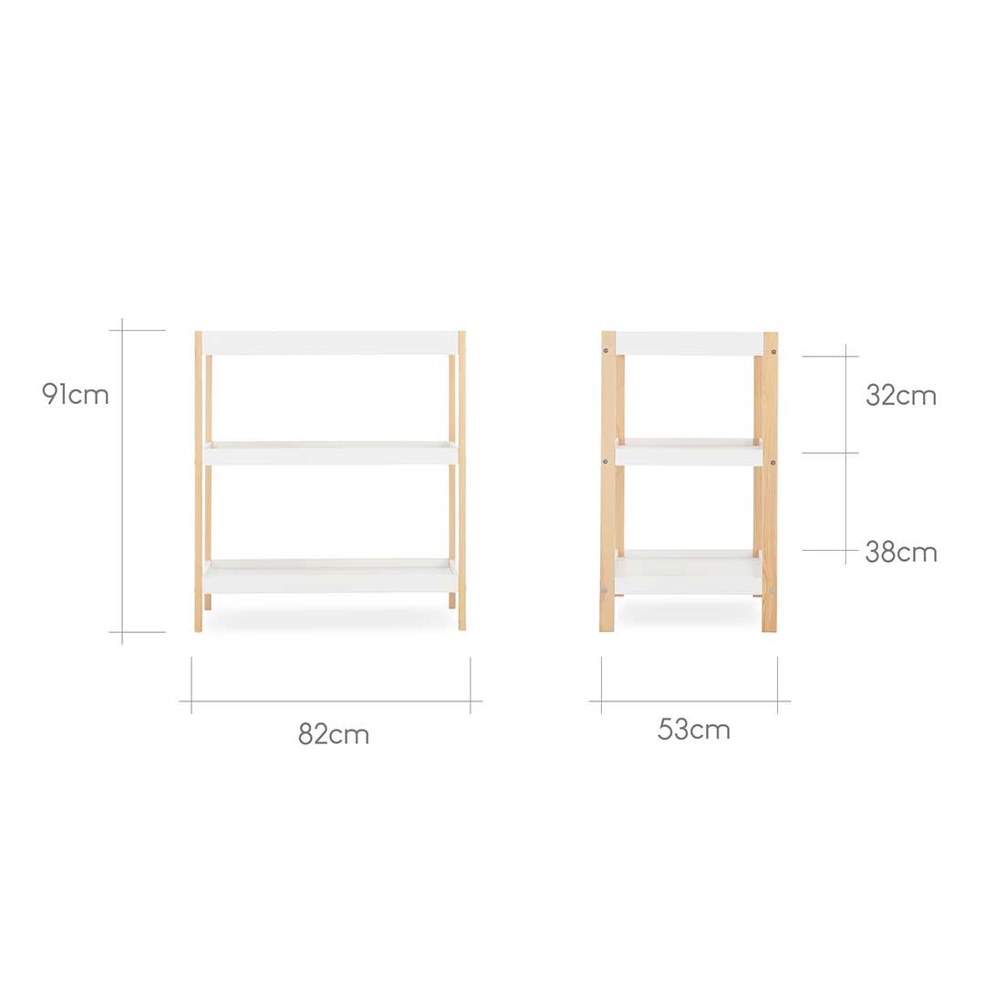CuddleCo Nola 3 Piece Set Changer, Cot Bed + Clothes Rail - White/Natural - For Your Little One