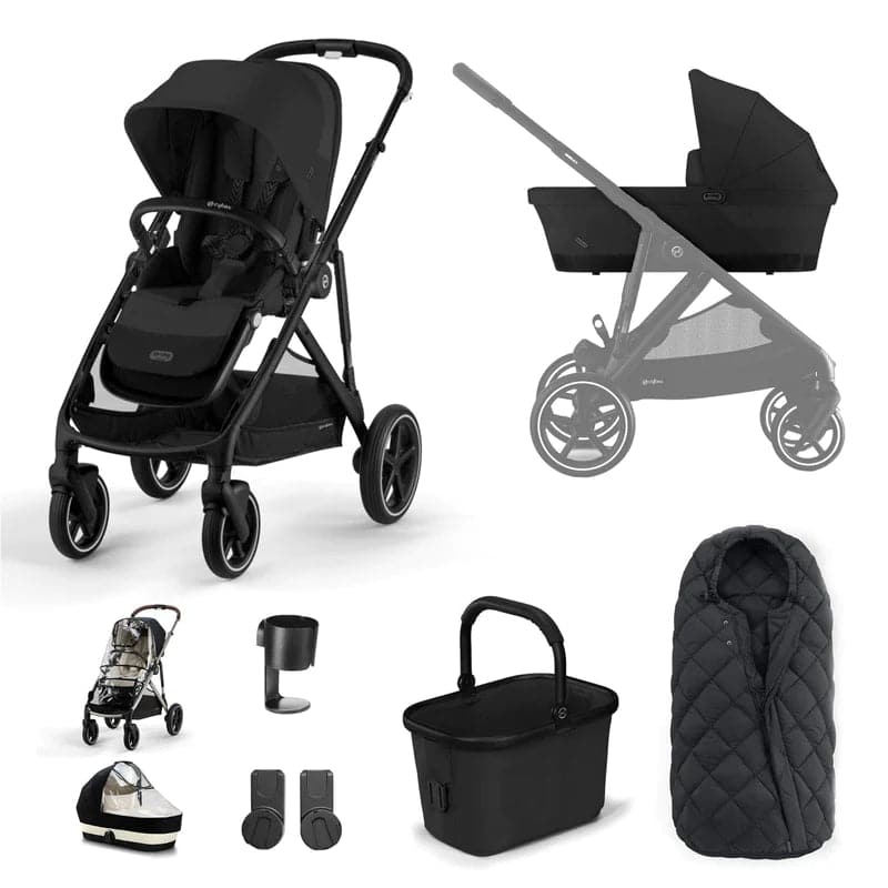 Cybex Gazelle S 8 Piece Essentials Travel System Bundle - Moon Black -  | For Your Little One