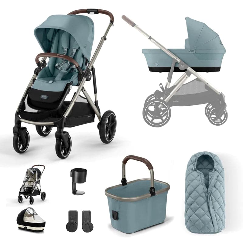 Cybex Gazelle S 8 Piece Essentials Travel System Bundle - Sky Blue   