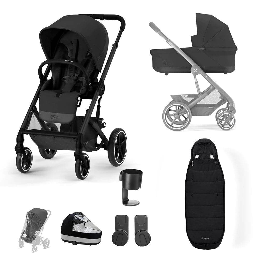 Cybex Balios S Lux 8 Piece Essential Pushchair Bundle - Moon Black   