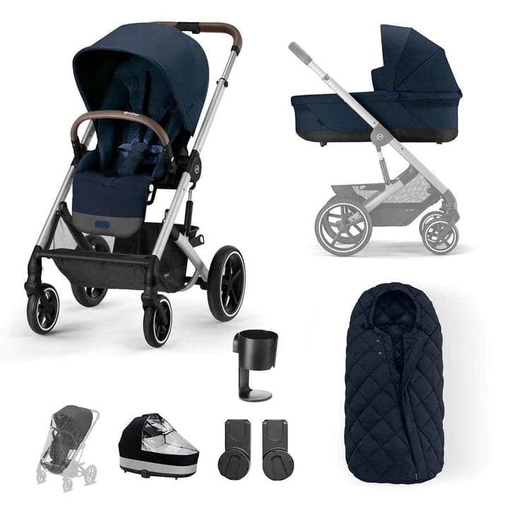 Cybex Balios S Lux 8 Piece Essential Pushchair Bundle - Ocean Blue SNOGGA Footmuff  