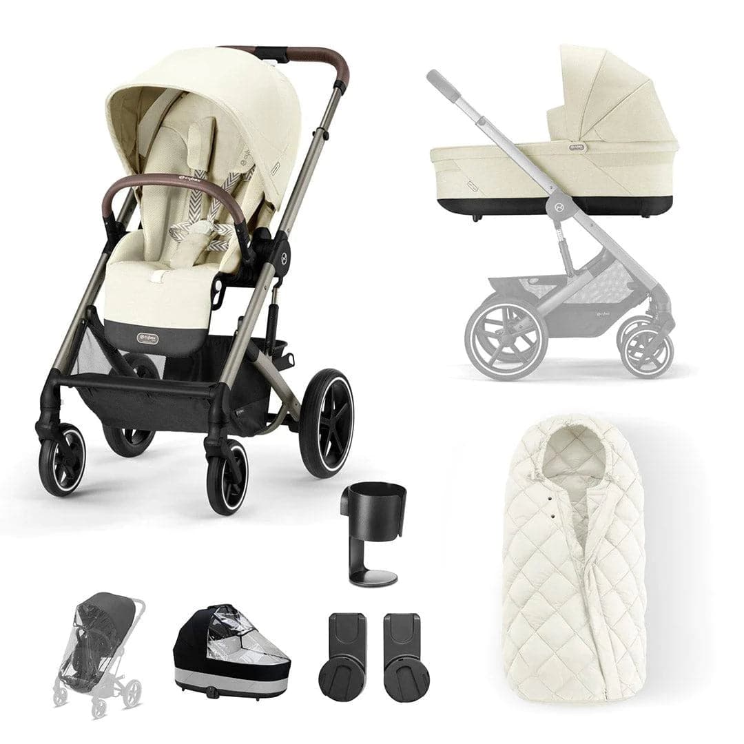 Cybex Balios S Lux 8 Piece Essential Pushchair Bundle - Seashell Beige - For Your Little One