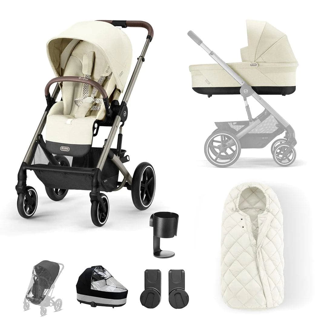 Cybex Balios S Lux 8 Piece Essential Pushchair Bundle - Seashell Beige   