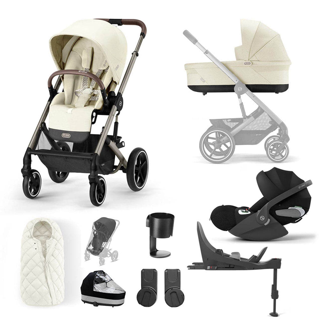 Cybex Balios S Lux 10 Piece Luxury Travel System Bundle- Seashell Beige   