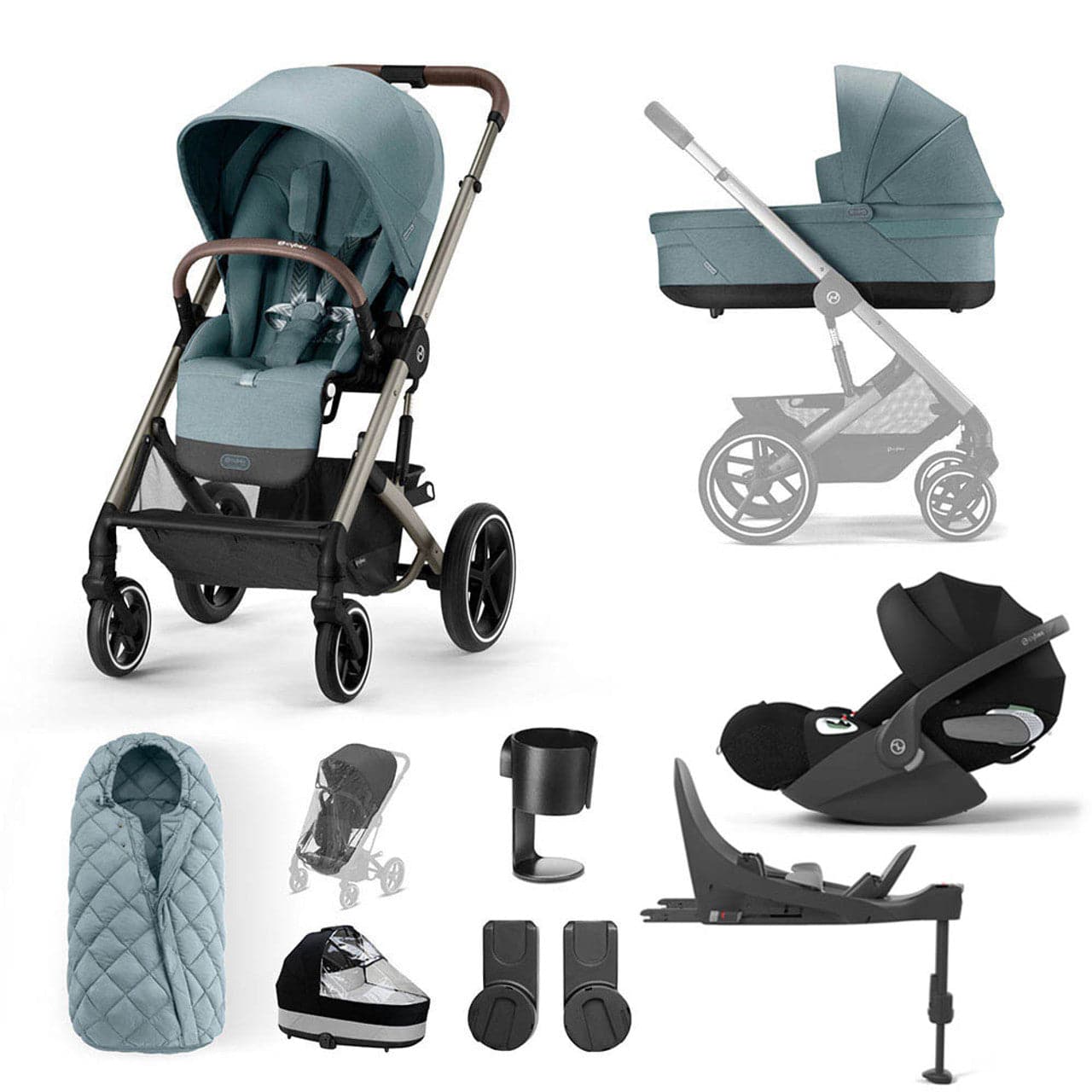 Cybex Balios S Lux 10 Piece Luxury Travel System Bundle- Sky Blue   