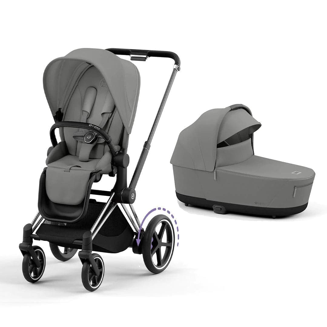 Cybex e-Priam Pushchair - Mirage Grey Mirage Grey / Chrome & Black Lux Carrycot 