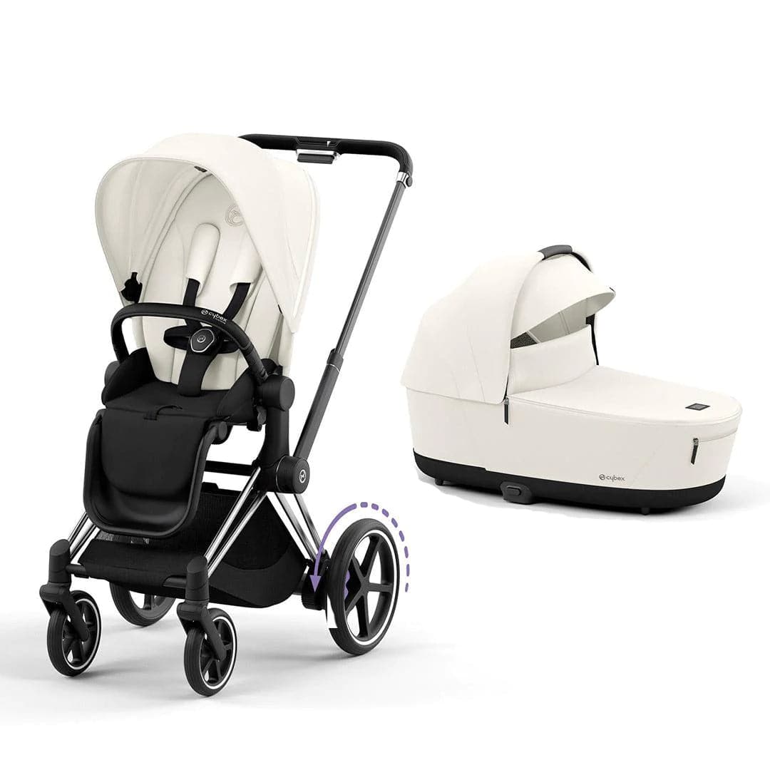 Cybex e-Priam Pushchair - Off White Off White / Chrome & Black Lux Carrycot 