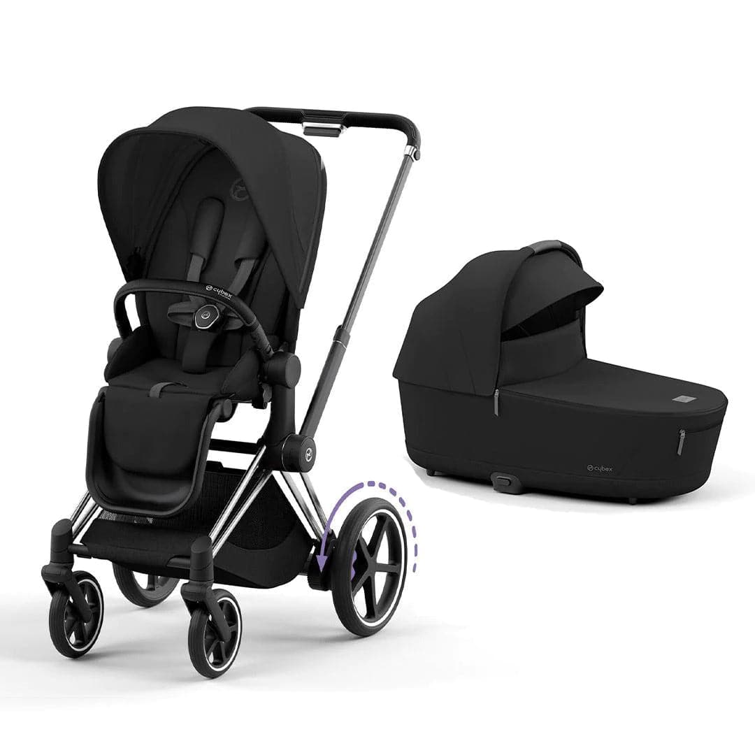 Cybex e-Priam Pushchair - Sepia Black Sepia Black / Chrome & Black Lux Carrycot 