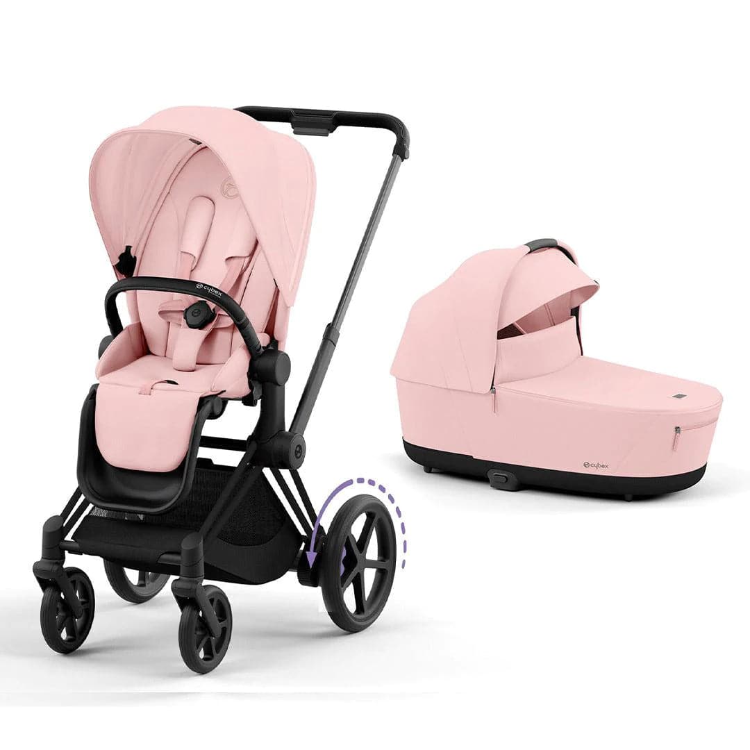 Cybex e-Priam Pushchair - Peach Pink Peach Pink / Matt Black Lux Carrycot 