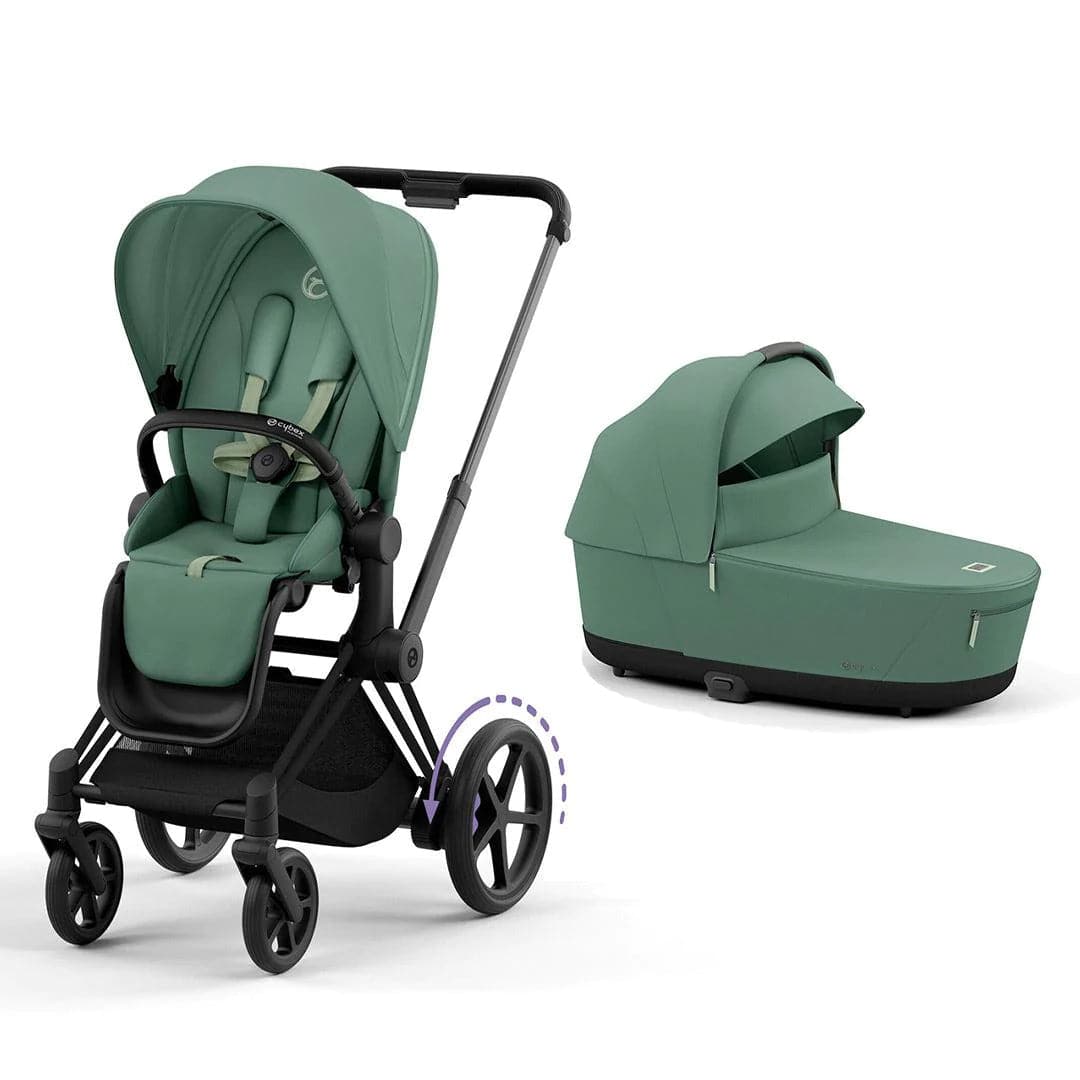 Cybex e-Priam Pushchair - Leaf Green Leaf Green / Matt Black Lux Carrycot 