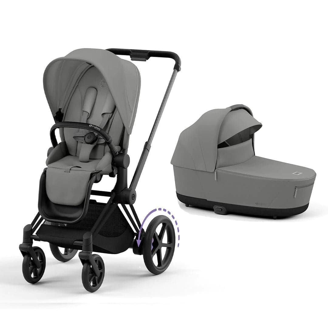 Cybex e-Priam Pushchair - Mirage Grey Mirage Grey / Matt Black Lux Carrycot 