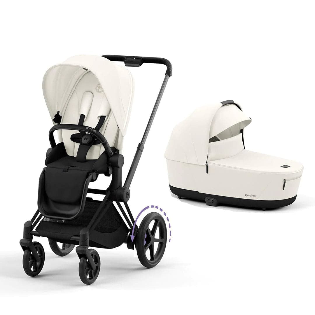 Cybex e-Priam Pushchair - Off White Off White / Matt Black Lux Carrycot 