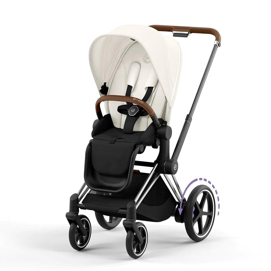 Cybex e-Priam Pushchair - Off White Off White / Chrome & Brown No Carrycot 