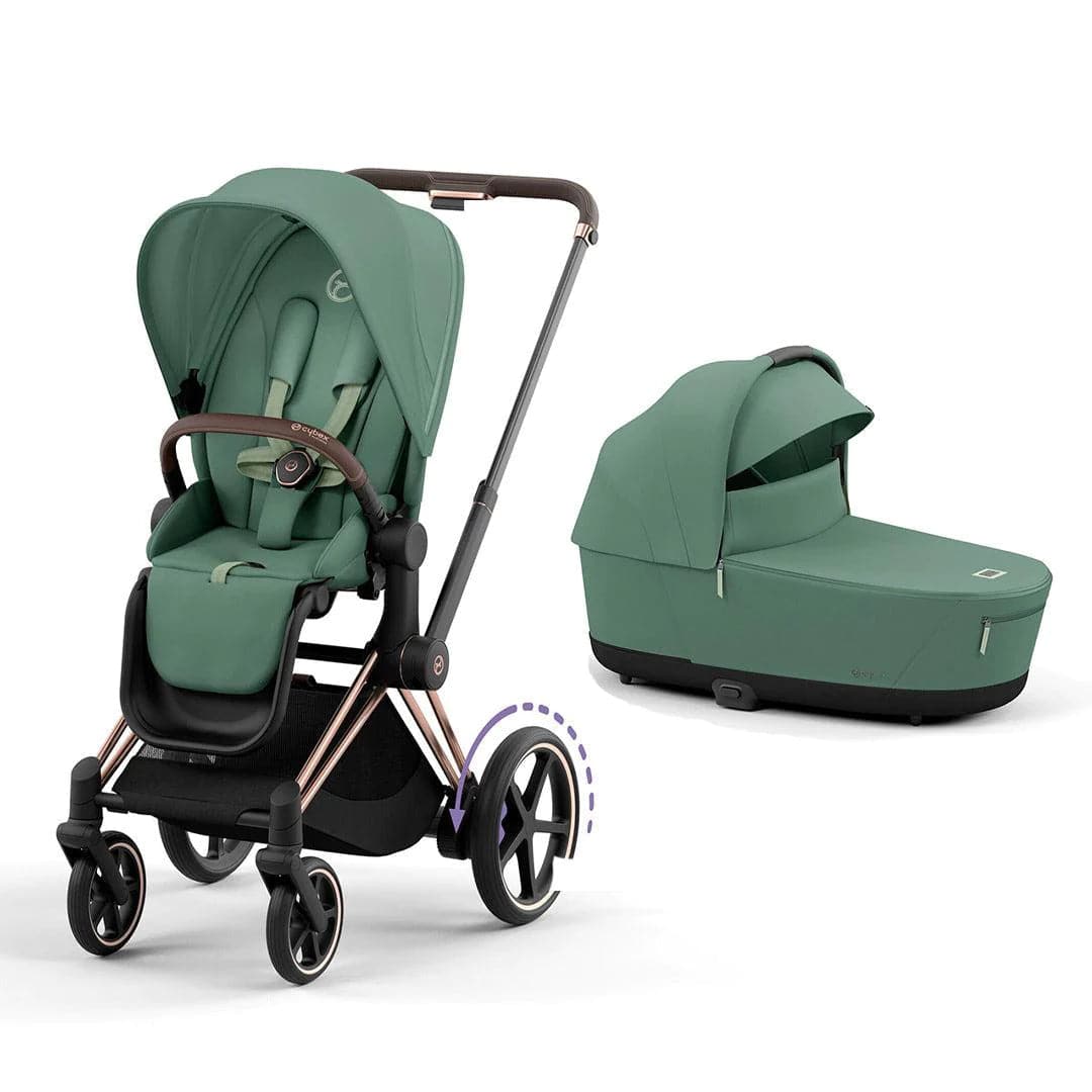 Cybex e-Priam Pushchair - Leaf Green Leaf Green / Rose Gold Lux Carrycot 