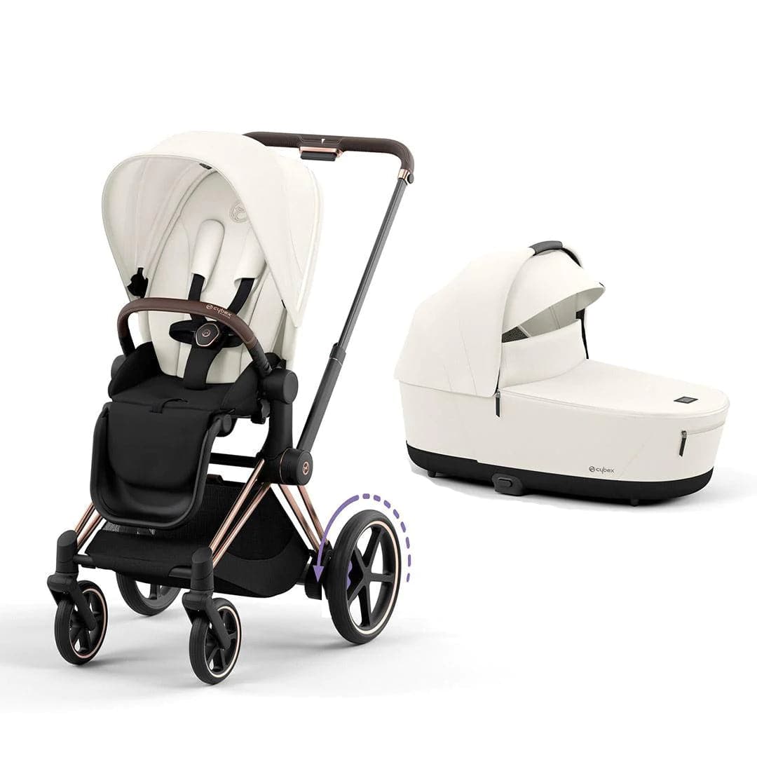 Cybex e-Priam Pushchair - Off White Off White / Rose Gold Lux Carrycot 