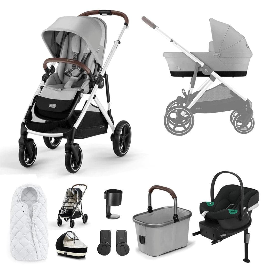 Cybex Gazelle S 10 Piece Comfort Travel System Bundle - Lava Grey SNOGGA Footmuff  