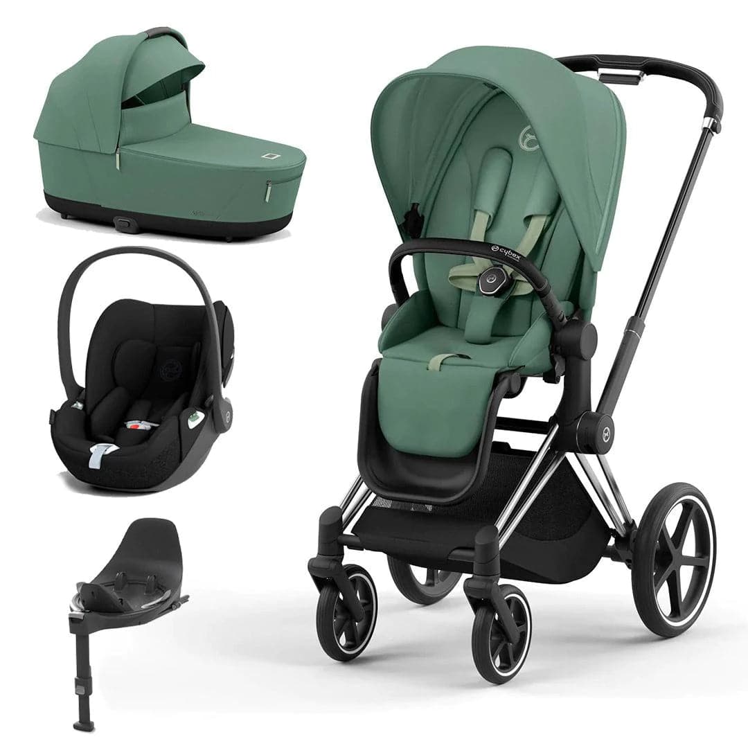 Cybex Priam Cloud T Travel System - Leaf Green Leaf Green / Chrome & Black Cloud T + Base 