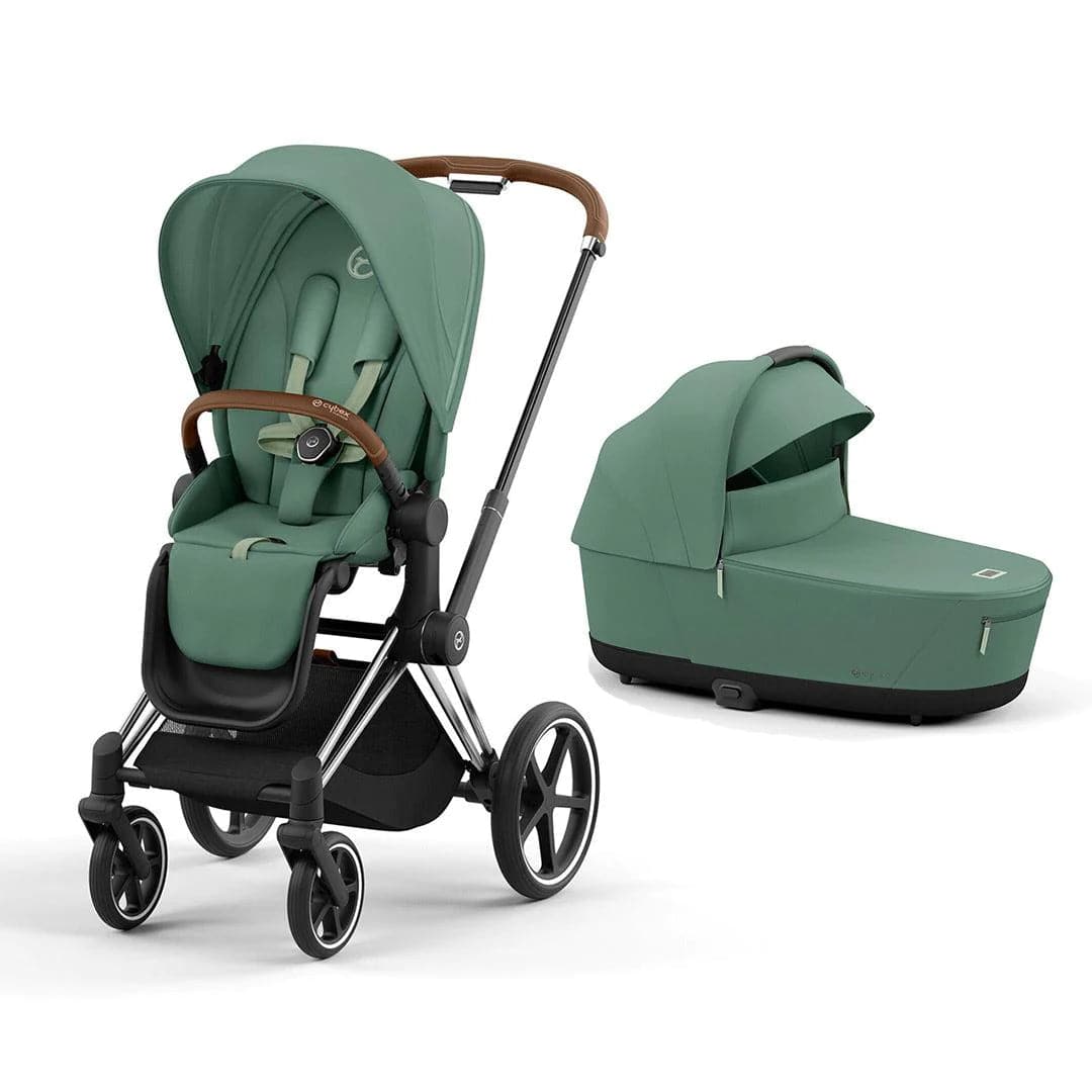 CYBEX Priam Pushchair - Leaf Green Leaf Green / Chrome & Brown Lux Carrycot 