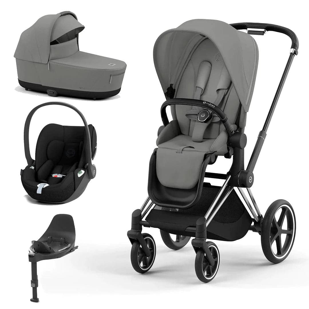 Cybex Priam Cloud T Travel System - Mirage Grey - Mirage Grey / Chrome & Black / Cloud T + Base | For Your Little One