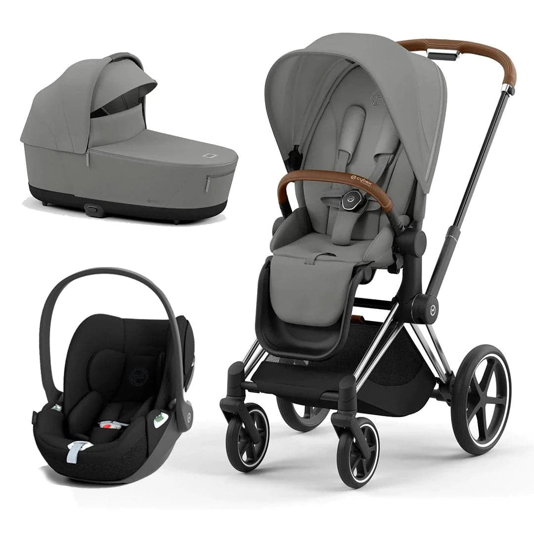 Cybex Priam Cloud T Travel System - Mirage Grey - Mirage Grey / Chrome & Brown / Cloud T | For Your Little One