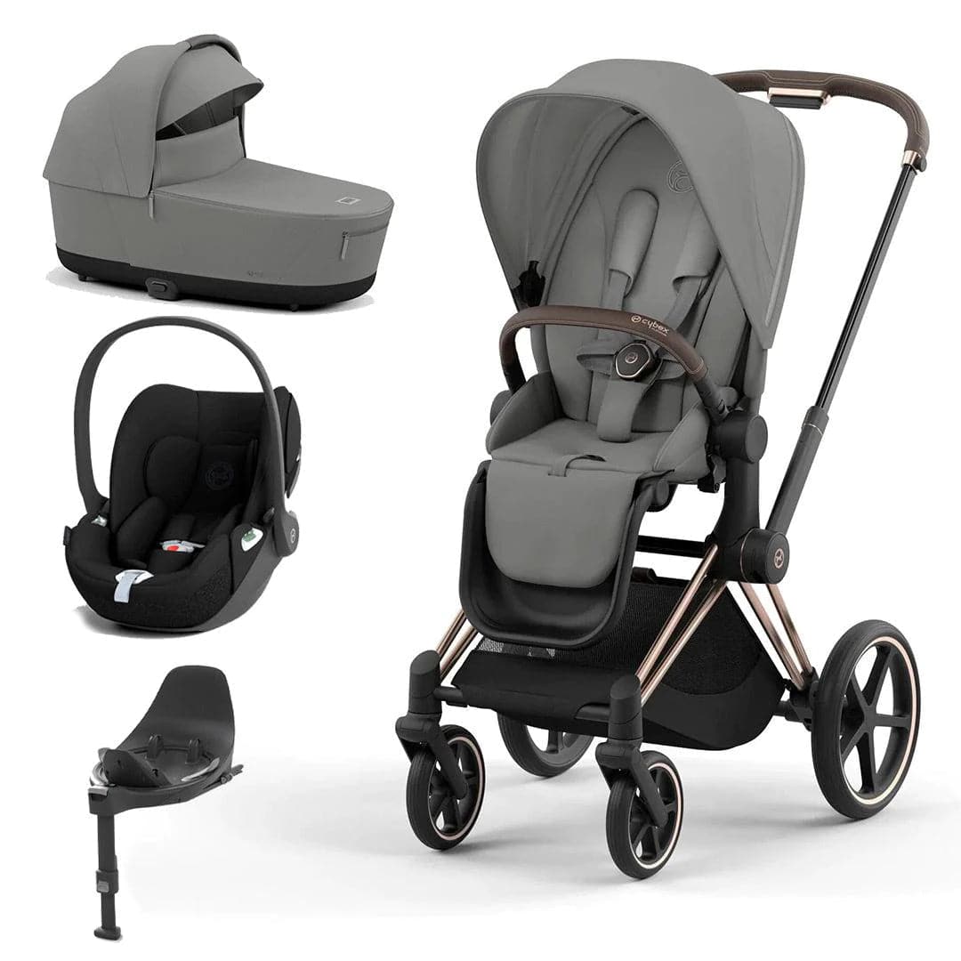 Cybex Priam Cloud T Travel System - Mirage Grey - Mirage Grey / Rose Gold / Cloud T + Base | For Your Little One