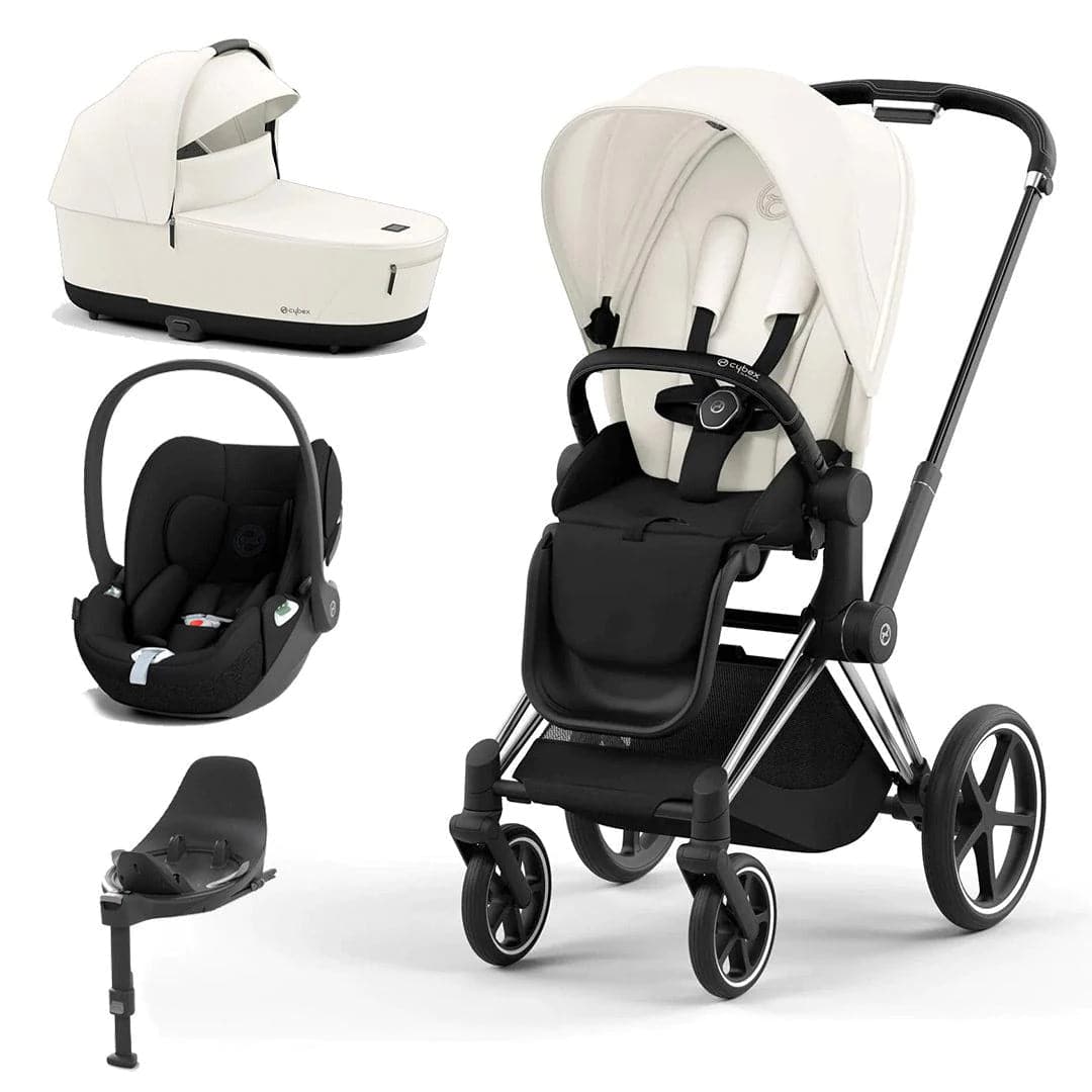 Cybex Priam Cloud T Travel System - Off White Off White / Chrome & Black Cloud T + Base 