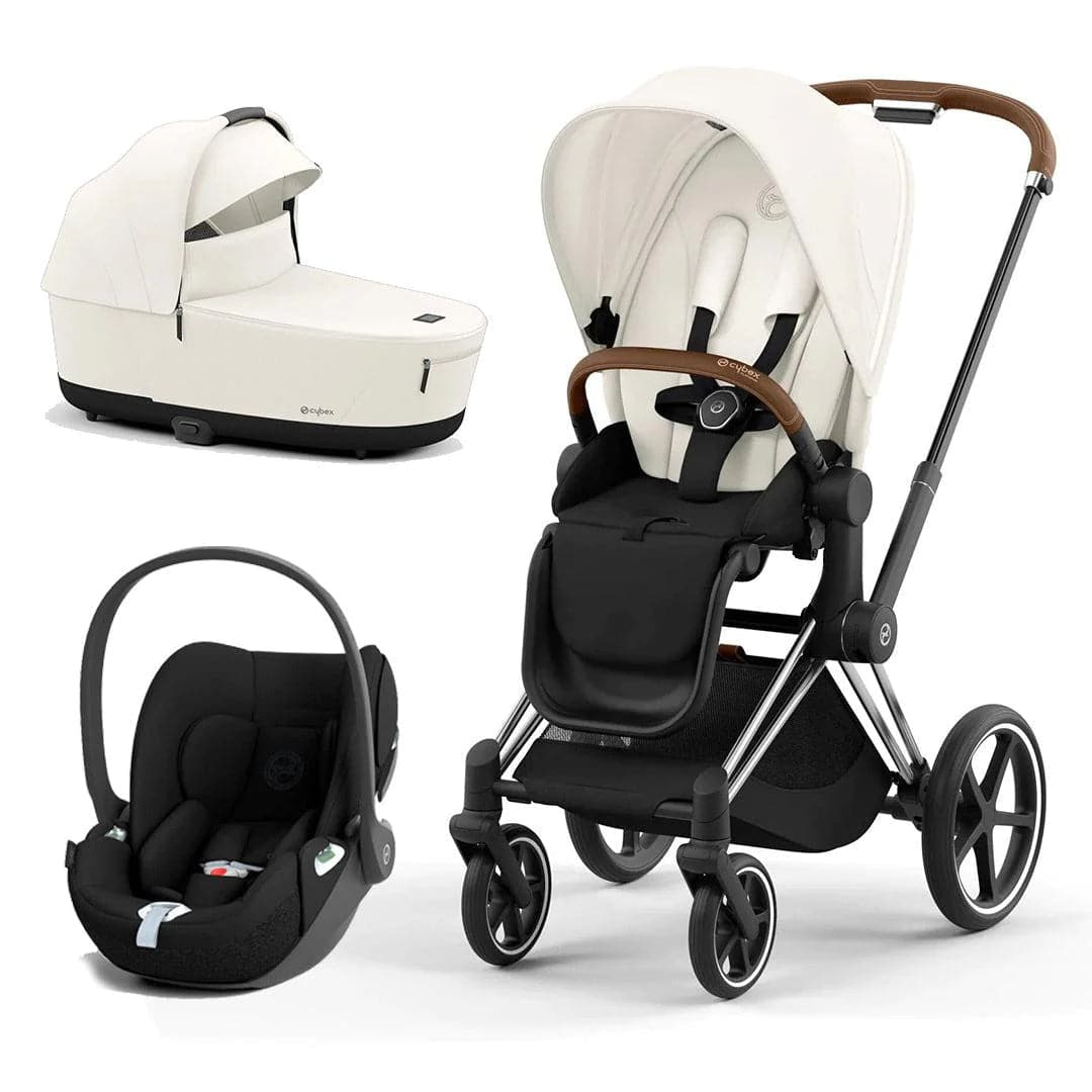 Cybex Priam Cloud T Travel System - Off White Off White / Chrome & Brown Cloud T 