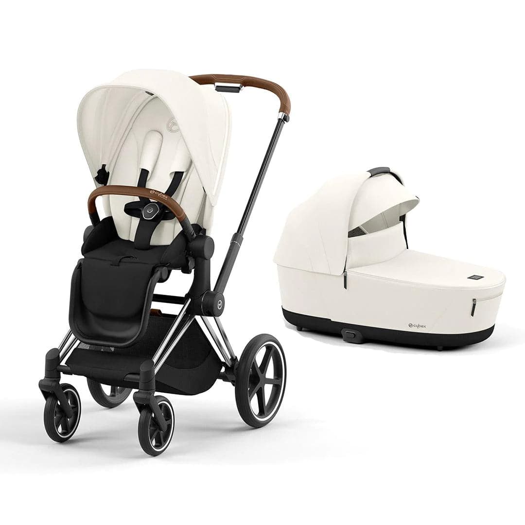 Cybex Priam Pushchair - Off White Off White / Chrome & Brown Lux Carrycot 