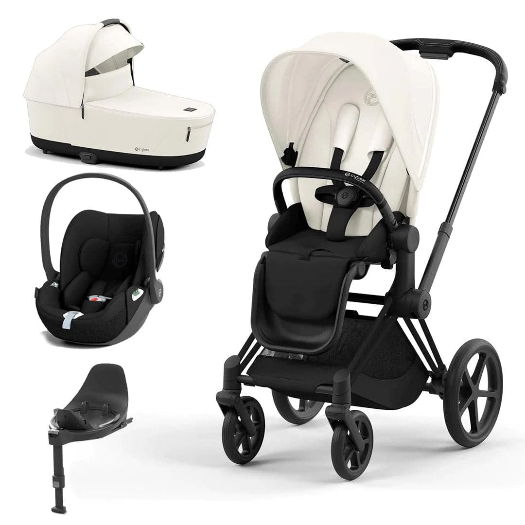 Cybex Priam Cloud T Travel System - Off White Off White / Matt Black Cloud T + Base 