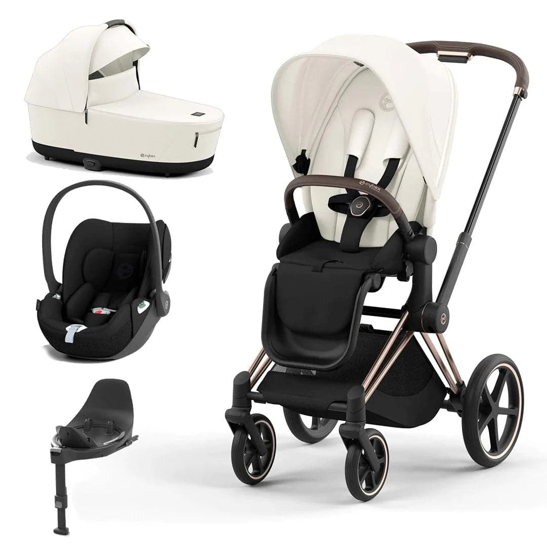 Cybex Priam Cloud T Travel System - Off White Off White / Rose Gold Cloud T + Base 