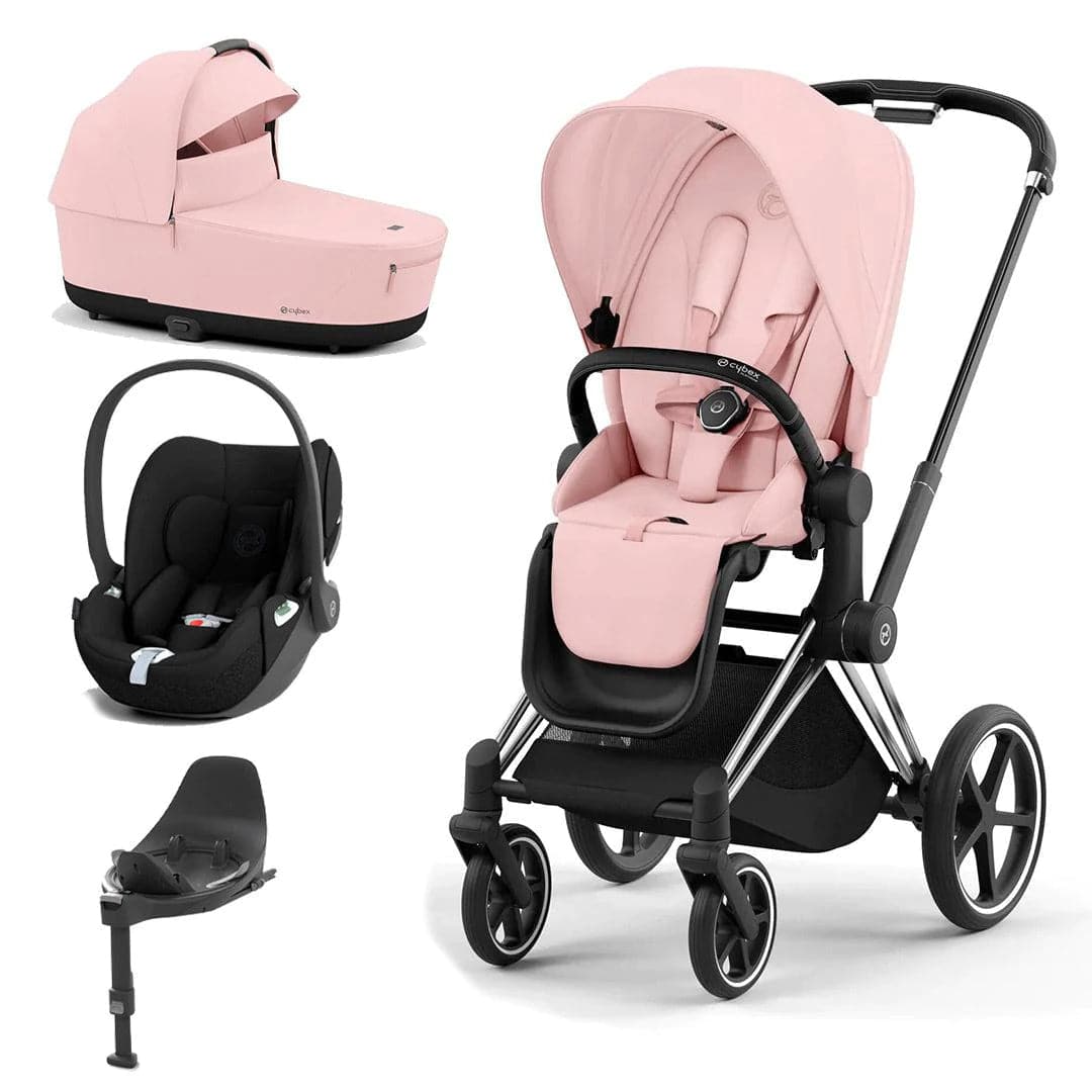Cybex Priam Cloud T Travel System - Peach Pink - Peach Pink / Chrome & Black / Cloud T + Base | For Your Little One