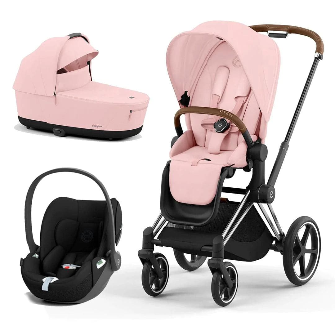 Cybex Priam Cloud T Travel System - Peach Pink - Peach Pink / Chrome & Brown / Cloud T | For Your Little One