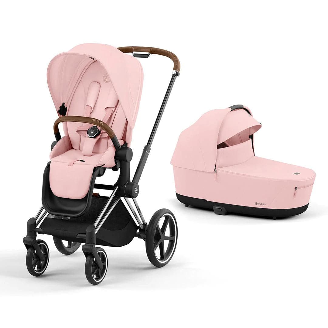 Cybex Priam Pushchair - Peach Pink - Peach Pink / Chrome & Brown / Lux Carrycot | For Your Little One