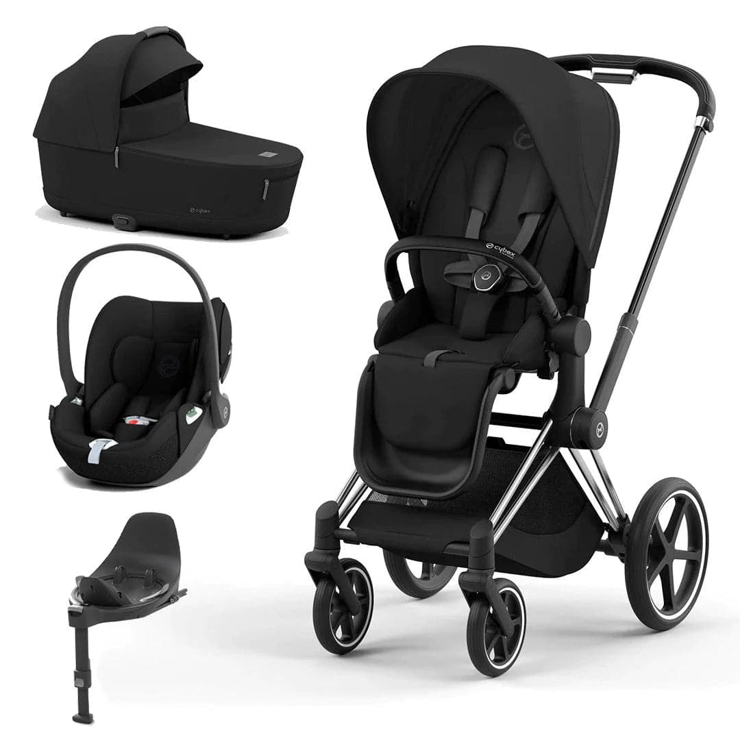 Cybex Priam Cloud T Travel System - Sepia Black Sepia Black / Chrome & Black Cloud T + Base 