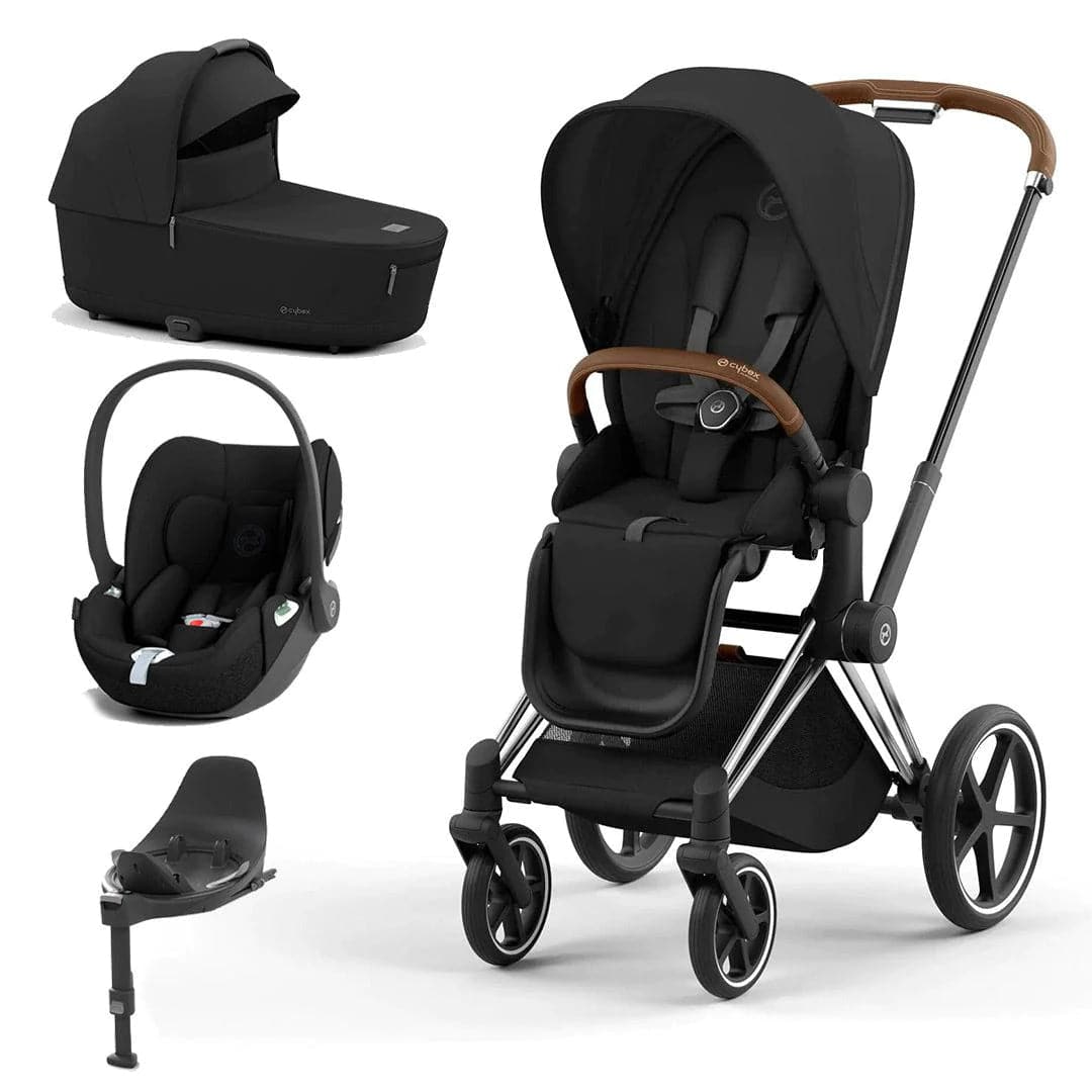 Cybex Priam Cloud T Travel System - Sepia Black Sepia Black / Chrome & Brown Cloud T + Base 