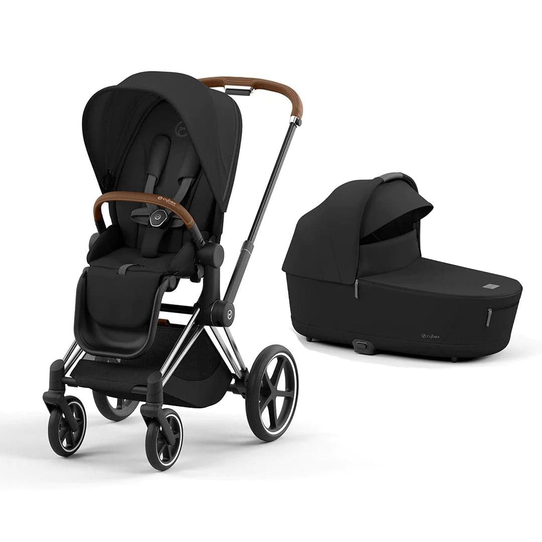 Cybex Priam Pushchair - Sepia Black Sepia Black / Chrome & Brown Lux Carrycot 