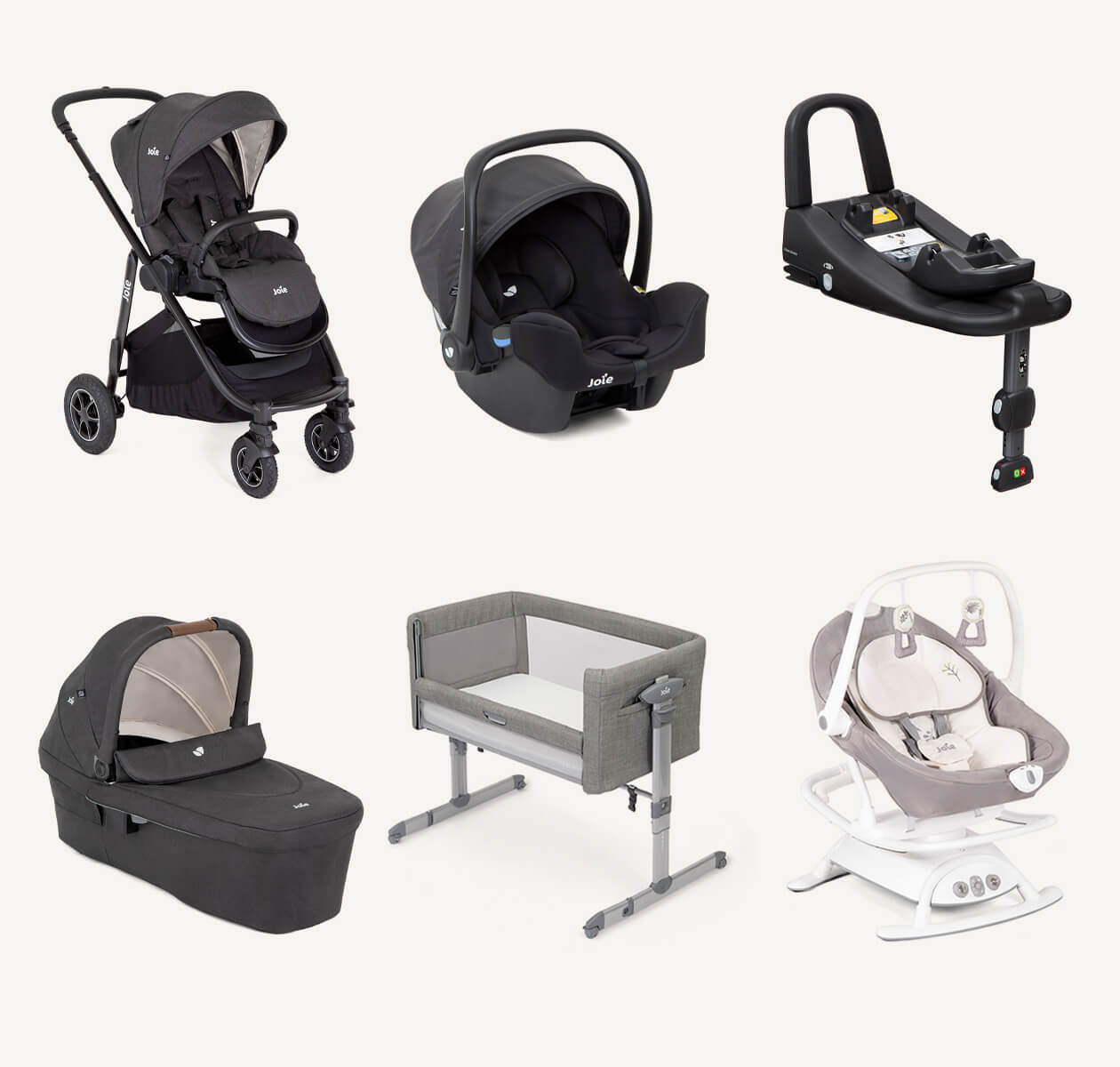 Joie Versatrax Shale Newborn Essentials Bundle A (PC, CCOT, IC, BASE,TC,ROCKER) -  | For Your Little One