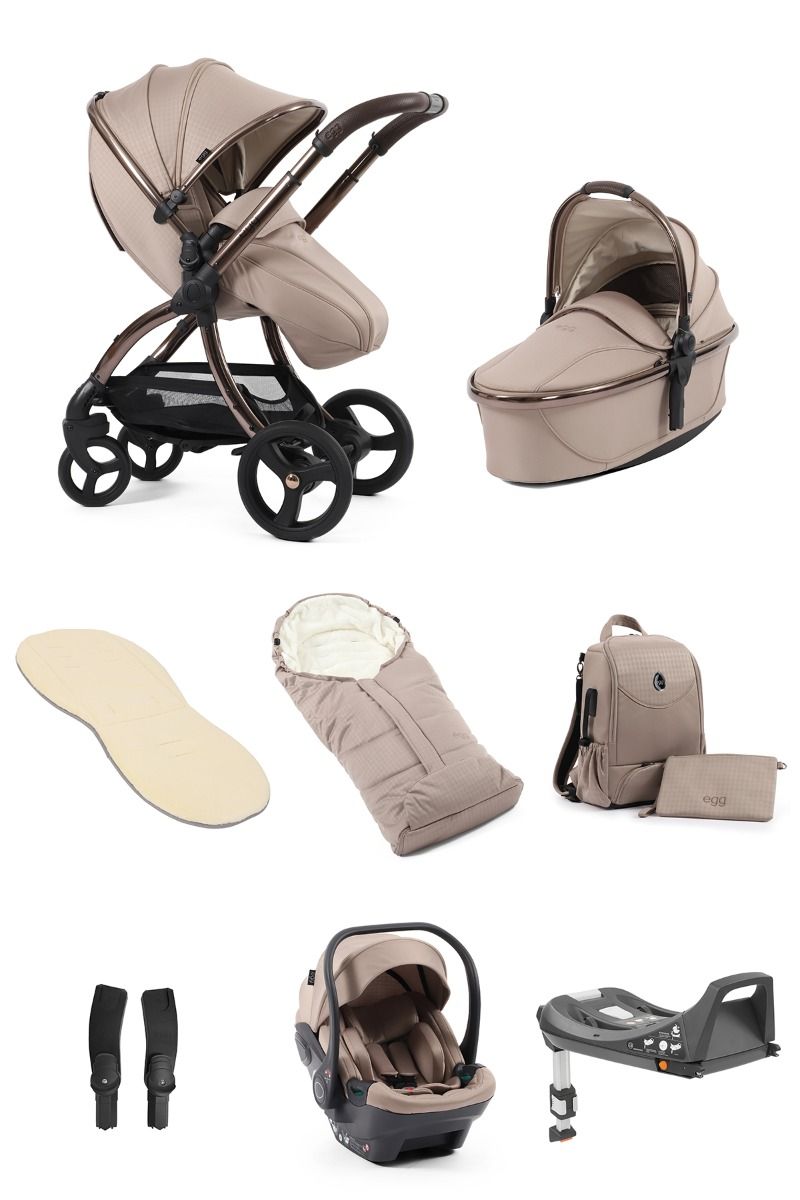 Egg® 3 Luxury Shell i - Size Travel System Bundle - Houndstooth Almond - For Your Little One