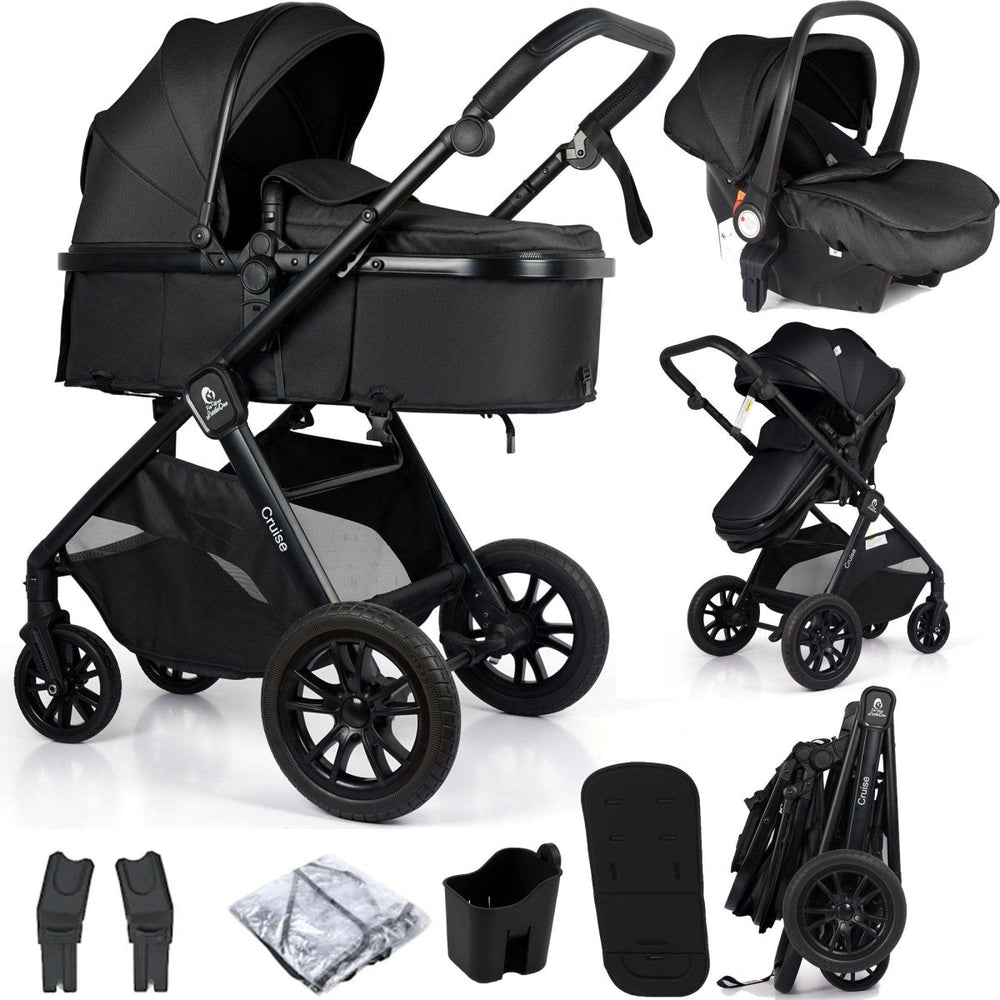 For Your Little One Cruise 3 In 1 Travel System With i - Size Car holder Seat - Eclipse Black (Free Cup / Seat Liner Included - Grade A (Clearance) - For Your Little One