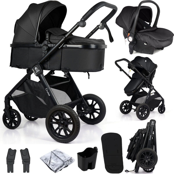 For Your Little One Cruise 3 In 1 Travel System With i - Size Car holder Seat - Eclipse Black (Free Cup / Seat Liner Included - Grade A (Clearance) - For Your Little One