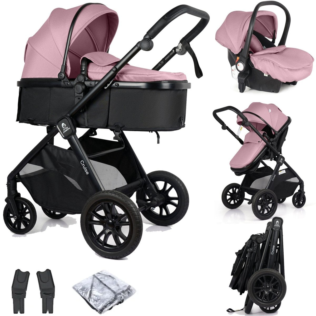 For Your Little One Cruise 3 In 1 Travel System With i - Size Car Seat - Blush Rose - For Your Little One