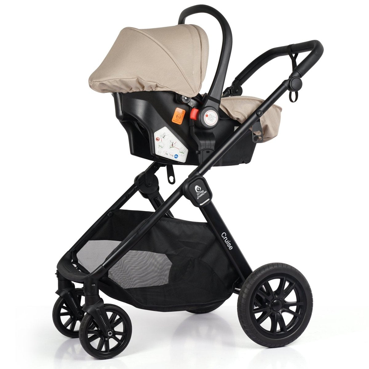 beige car seat and stroller For Your Little One Cruise 3 in 1 Travel System Dune Beige