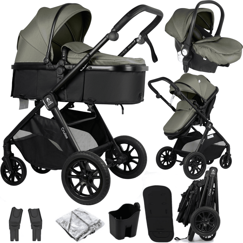 For Your Little One Cruise 3 In 1 Travel System With i - Size Car Seat - Pebble Sage (Free Cupholder And Seat Liner Included!) - For Your Little One