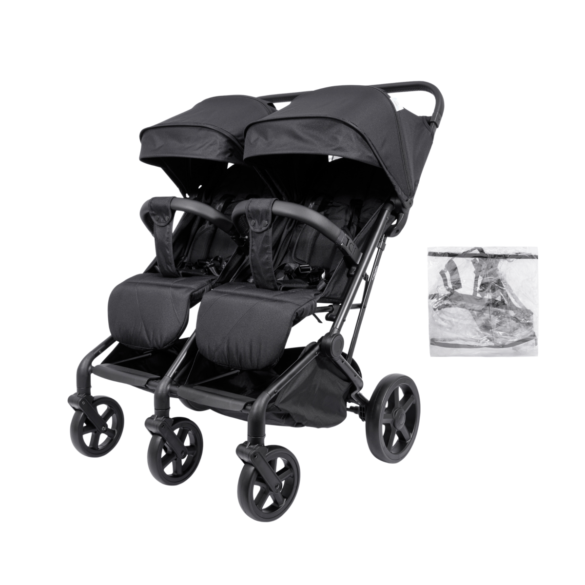 For Your Little One Duo Twin Easyfold Pushchair Raincover Bundle - Black - For Your Little One