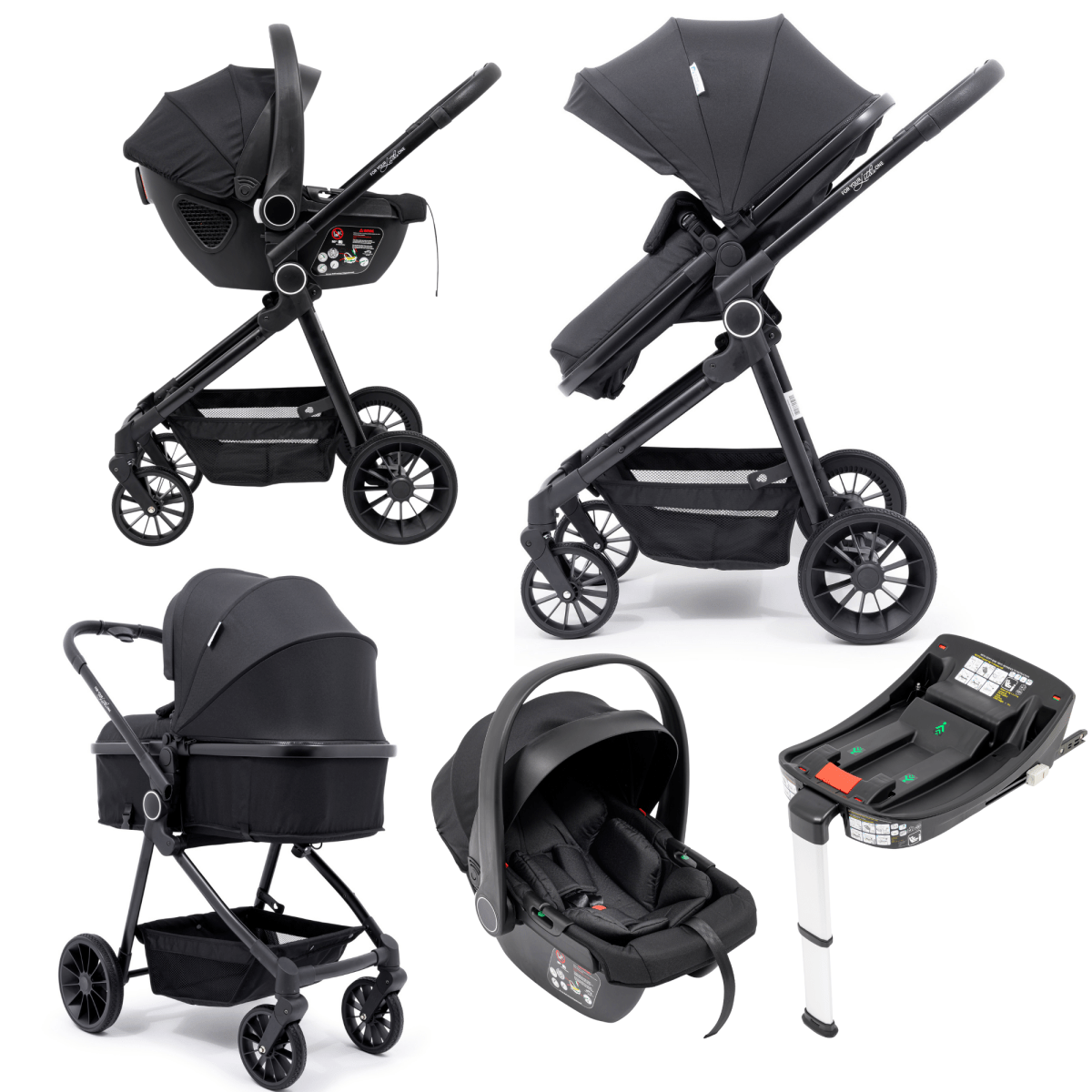 For Your Little One LITE 3 In 1 Travel System with i - Size Car Seat And Base - Black - For Your Little One