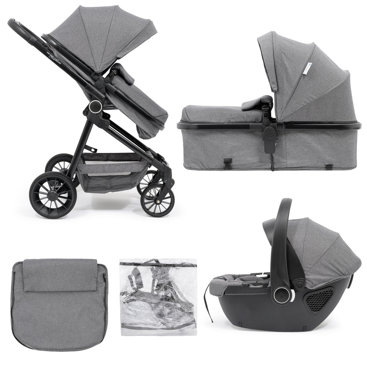 For Your Little One LITE 3 In 1 Travel System with i - Size Car Seat - Slate Grey - Clearance Grade A Return - For Your Little One