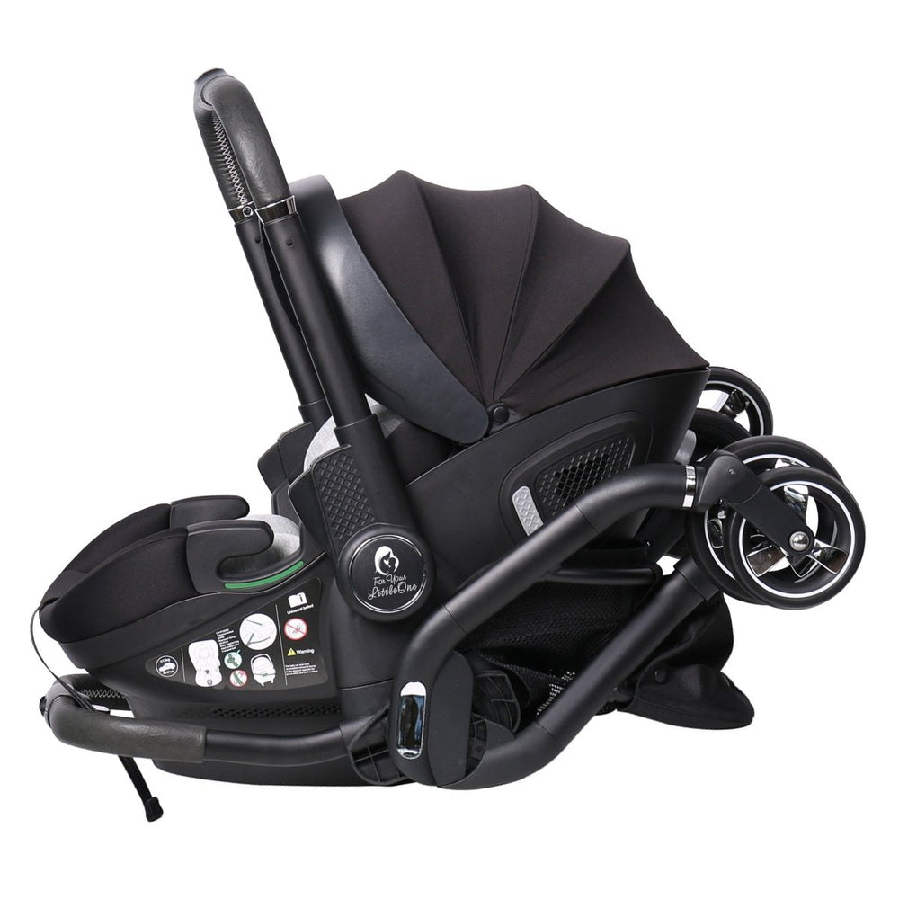 For Your Little One Qubi Infant Car Seat & Stroller 7 Piece Bundle - Eclipse Black - For Your Little One