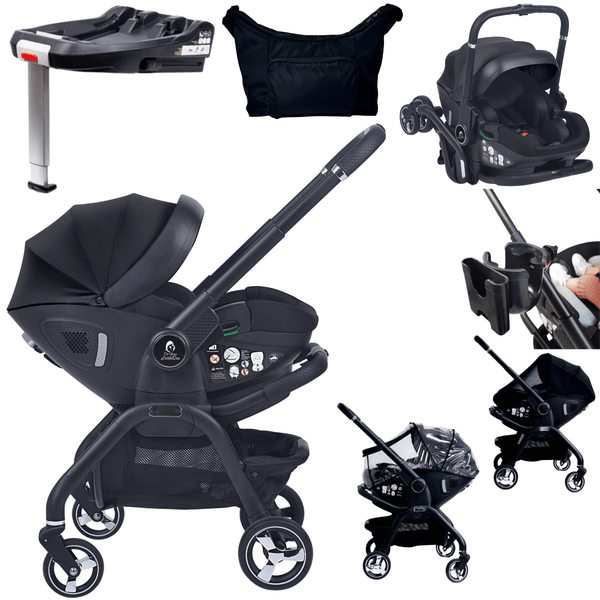 For Your Little One Qubi Infant Car Seat & Stroller 7 Piece Bundle - Eclipse Black - For Your Little One